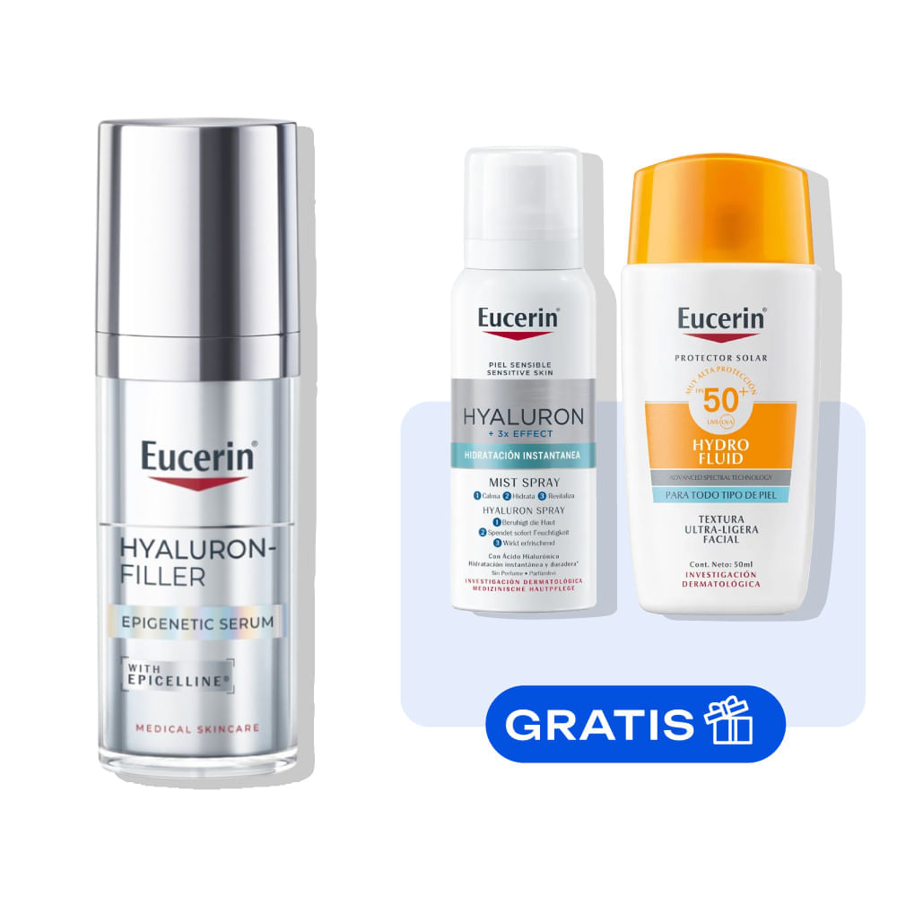 Kit Eucerin Serum Epigenetic Hyaluron-Filler + Protector Solar Hydrofluid + Mist Spray